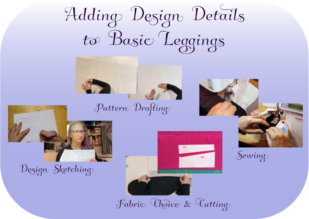 All the things you will learn in this course - Pattern Drafting, Design Sketching, Fabric Choice and Cutting, and Sewing